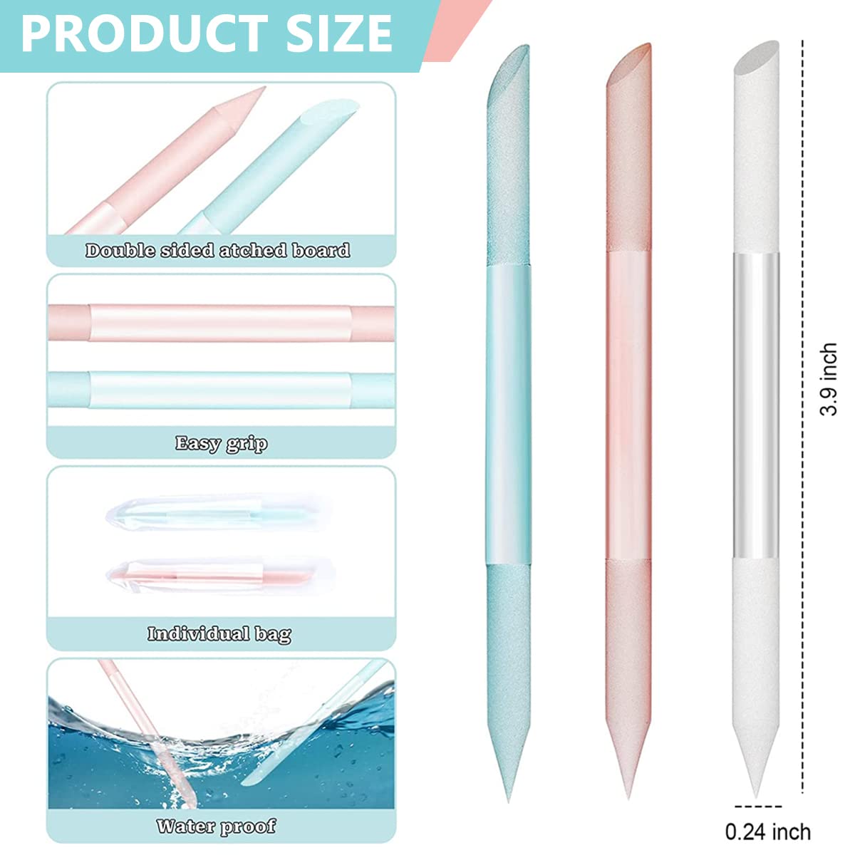 MAYCREATE 3pcs Glass Nail File Nail Filer Double Ends Cuticle Pusher Nail Filer Crystal Column Nail Filer Cuticle Pusher Manicure Tool MAYCREATE 3pcs Glass Nail File Nail Filer Double Ends Cuticle Pusher Nail Filer Crystal Column Nail Filer Cuticle Pusher Manicure Tool